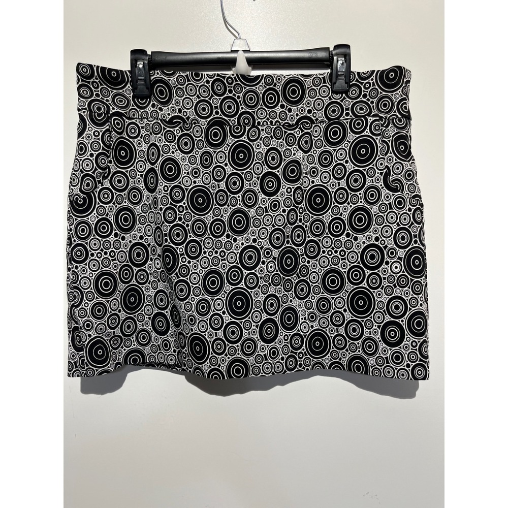 Black White Geometric Concentric Circle Athletic Skort with Pockets Mini Skirt
